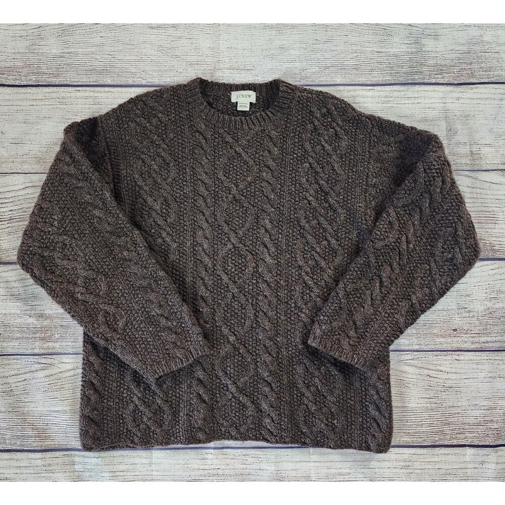 J. Crew Brown Cable Knit Crewneck Sweater